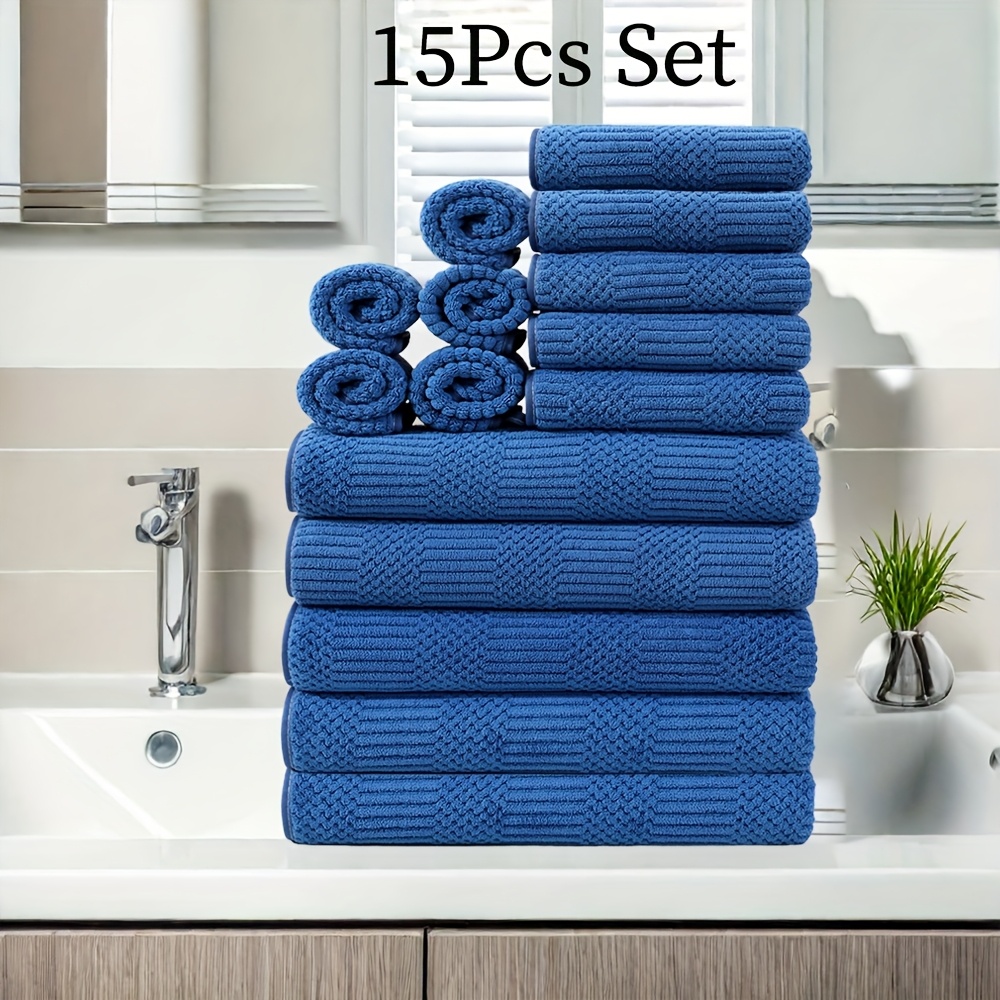 

Microfiber Towel Set - 15 Pcs, Quick-dry & , Includes Washcloths, Hand Towels, Bath Towels - Gym, Shower, Sports - Options