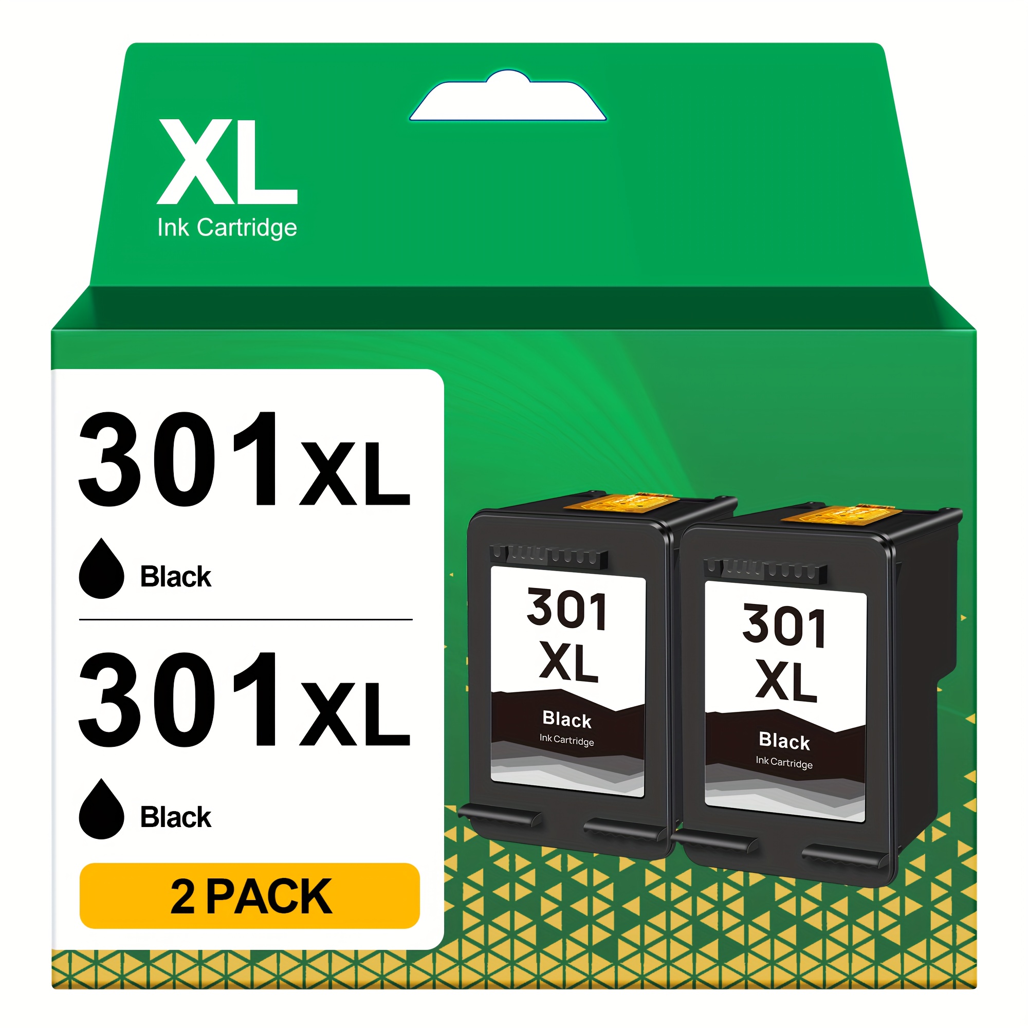Image of 301xl Ink Cartridges (2-black) Replacement For 301 Xl Ink For 2540 1510 2544 2549 4630 4632 2620 2622 4500 5530 5534 4504