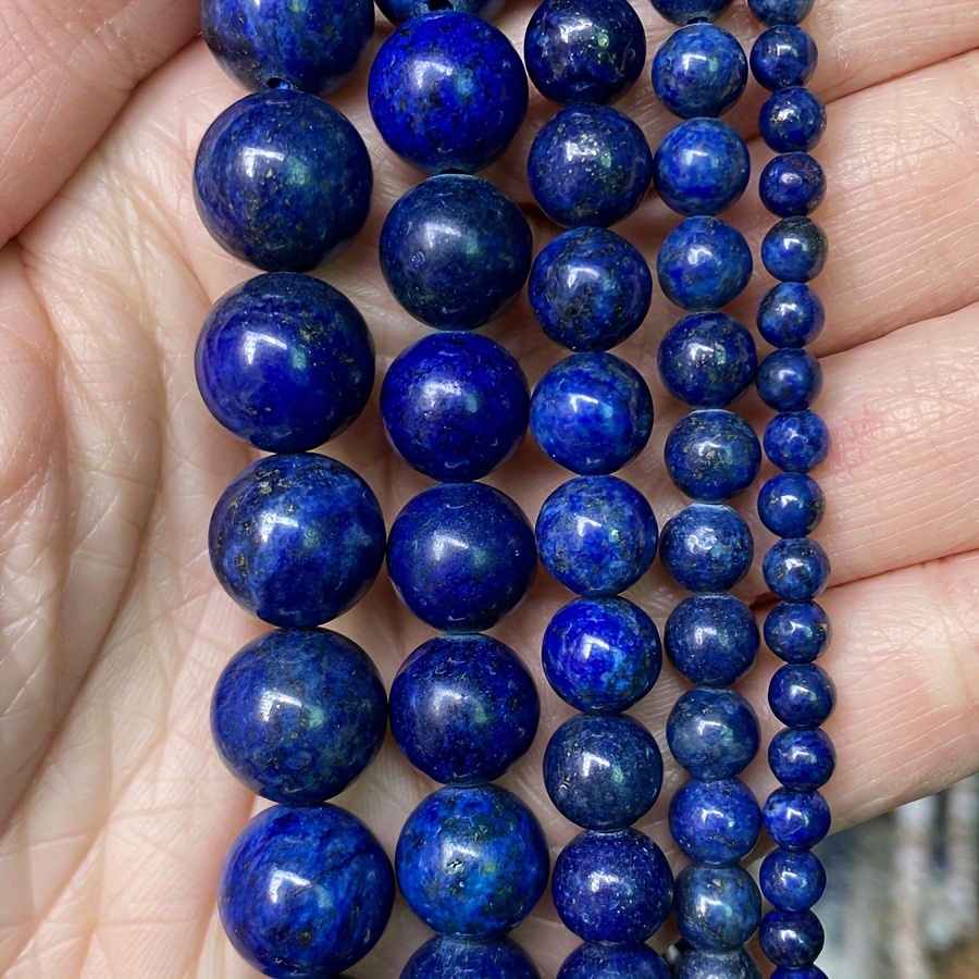 

ASVRAI U 1 de Perles En Pierre Naturelle Bleue Lapis , Perles Rondes Et Libres Pour La Fabrication de Bijoux DIY, Bracelets, - 15'' En Tailles de 4/6/8/10mm