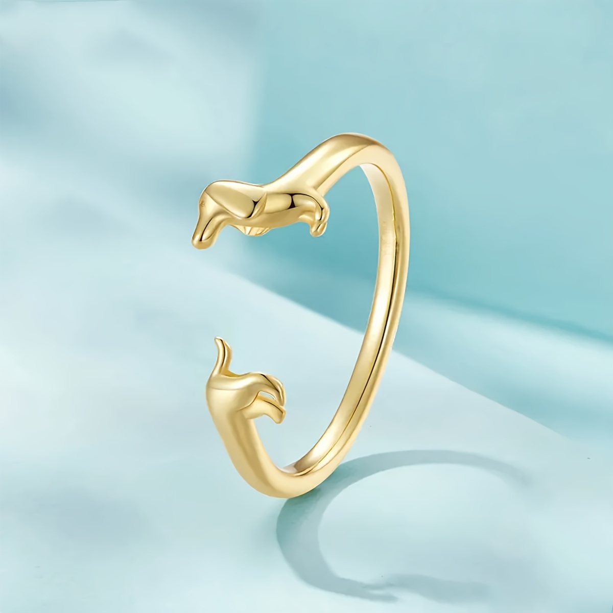 4pc Creative Dachshund Open Ring Gift Set