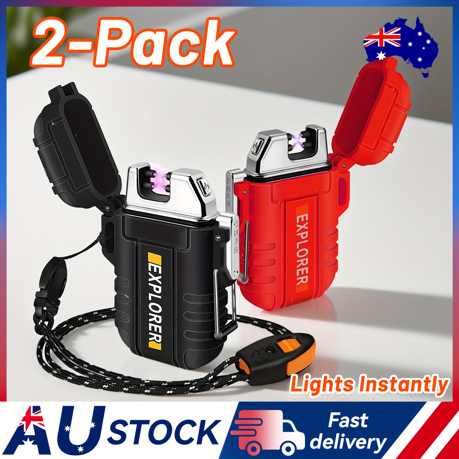 TEMU Electric Plasma Lighter, Dual (2-pack) Flameless Usb Rechargeable Lighter, For Camping In Gift Box ()