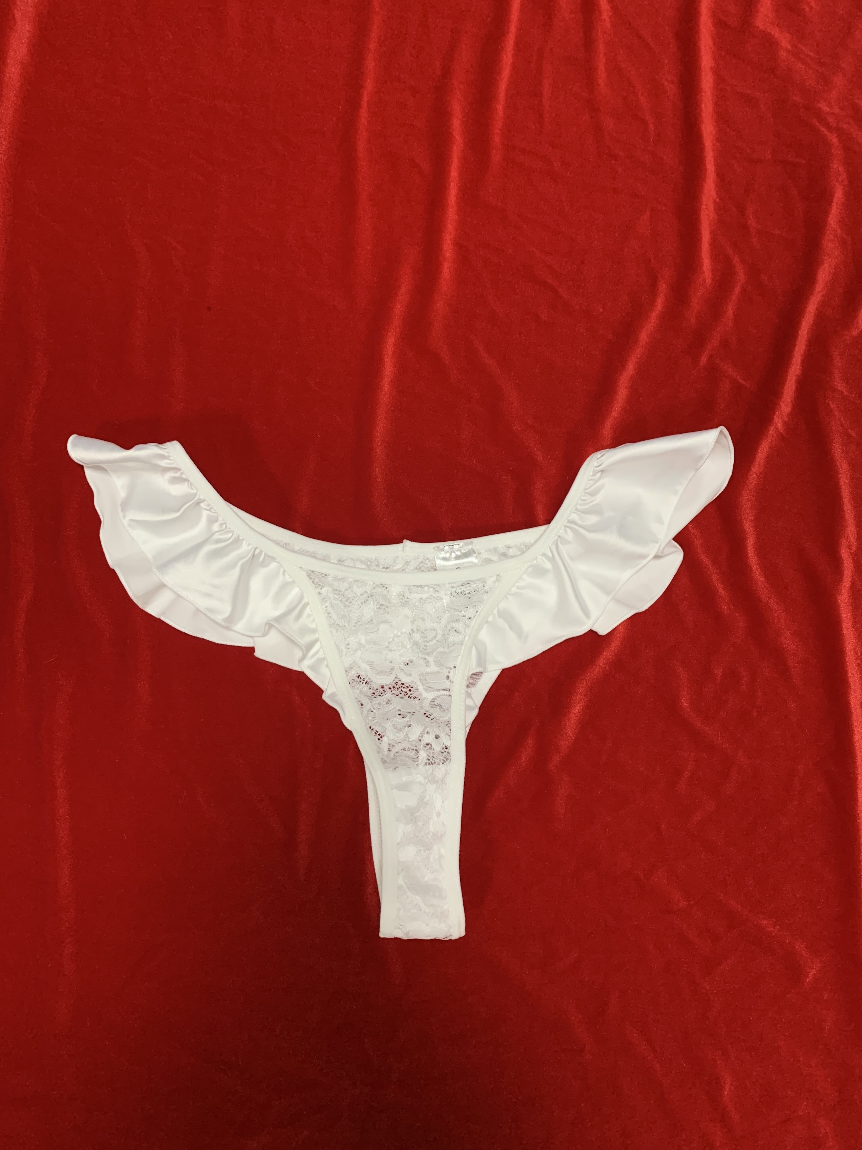 Floral Lace Ruffle Trim Thongs Solid Intimates Panties - Temu