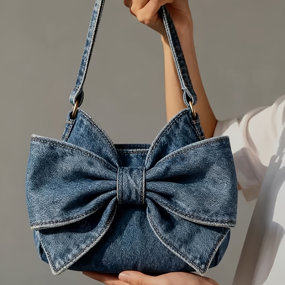 TEMU New Large Capacity Retro Bow Single Shoulder Handbag - Bow Zipper Shoulder Backpack With Shoulder Strap, Solid Color Underarm Bag, Suitable For Travel And Shopping - Fashion Handbag