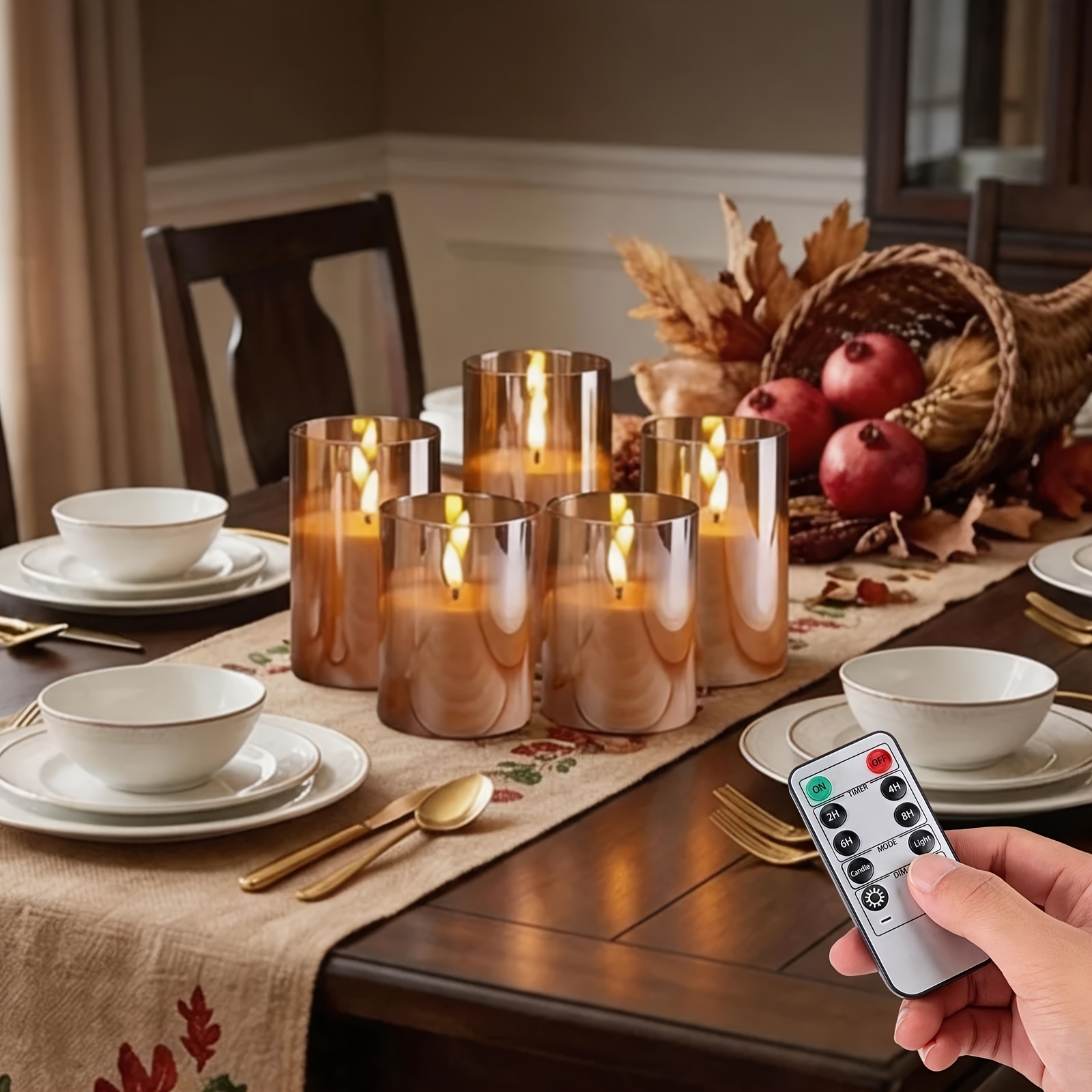 5-Pack Remote Control LED Flameless Pillar Candles with Timer Function