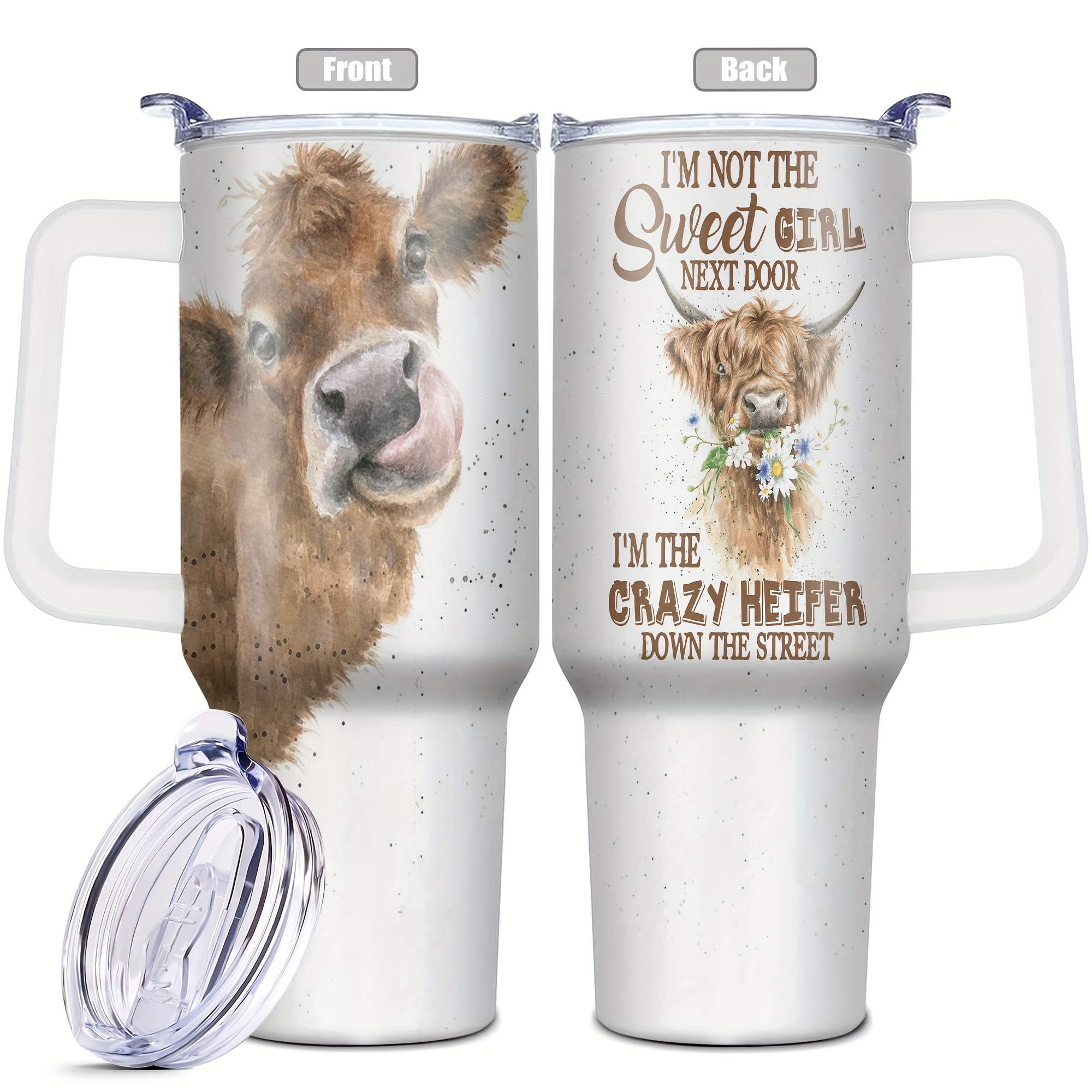 

40oz Insulated Stainless Steel With Lid - Funny Veal , Travel & Gifts - Bpa-free, Reusable, Ideal For Women, Mom, Sisters, Teachers, Coworkers