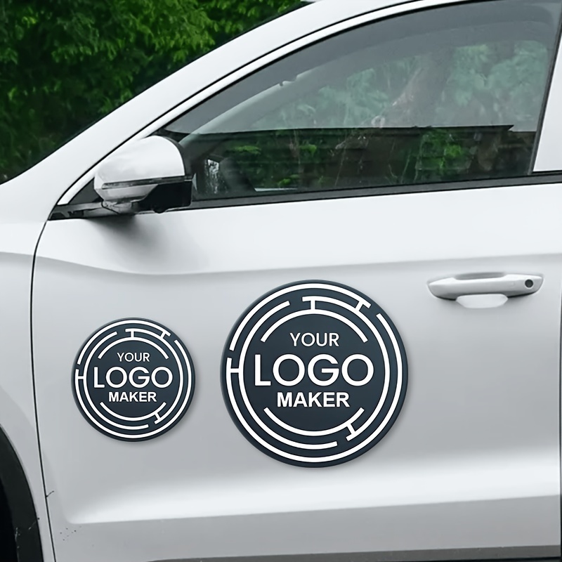 TEMU Customizable Round Magnetic Car Logo For Vehicle Advertising And Business Branding, Magnetic Blank Sign, Detachable And Reusable