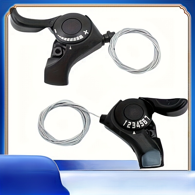 TEMU A Pair Of -7 Split Twist Shifters Are Suitable For 21- Bikes - Ergonomically Designed Black And Blue Shifters With Adjustable Cables, Compatible