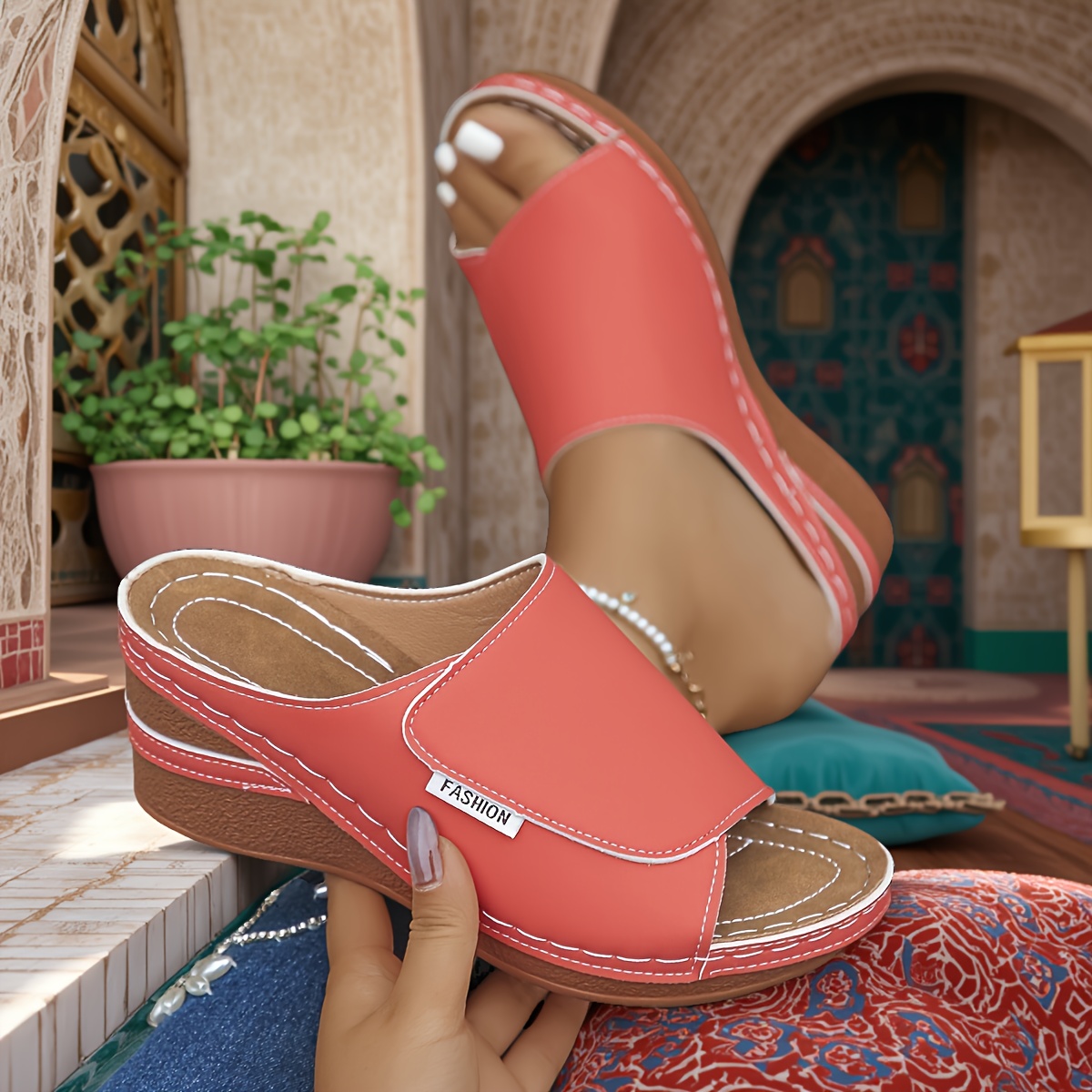 Women'S Fashionable Casual Sandals - Soft Synthetic, High Heel, Strappy Back, Comfortable Slip-On Shoes for Summer, Casual Footwear | Strappy Sandals | Synthetic Upper, Casual Sandals