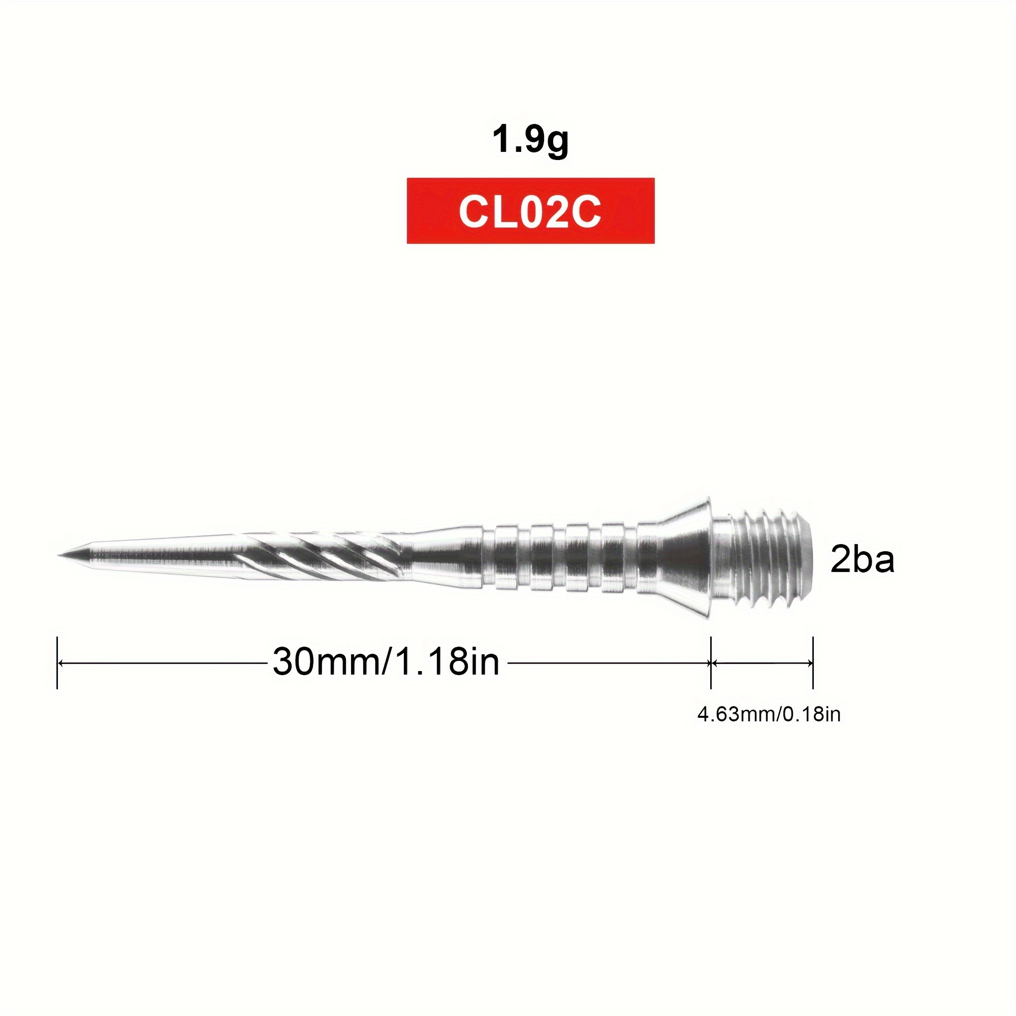 Fly Darts roestvrijstalen conversienaald model 2ba, 6 stuks
