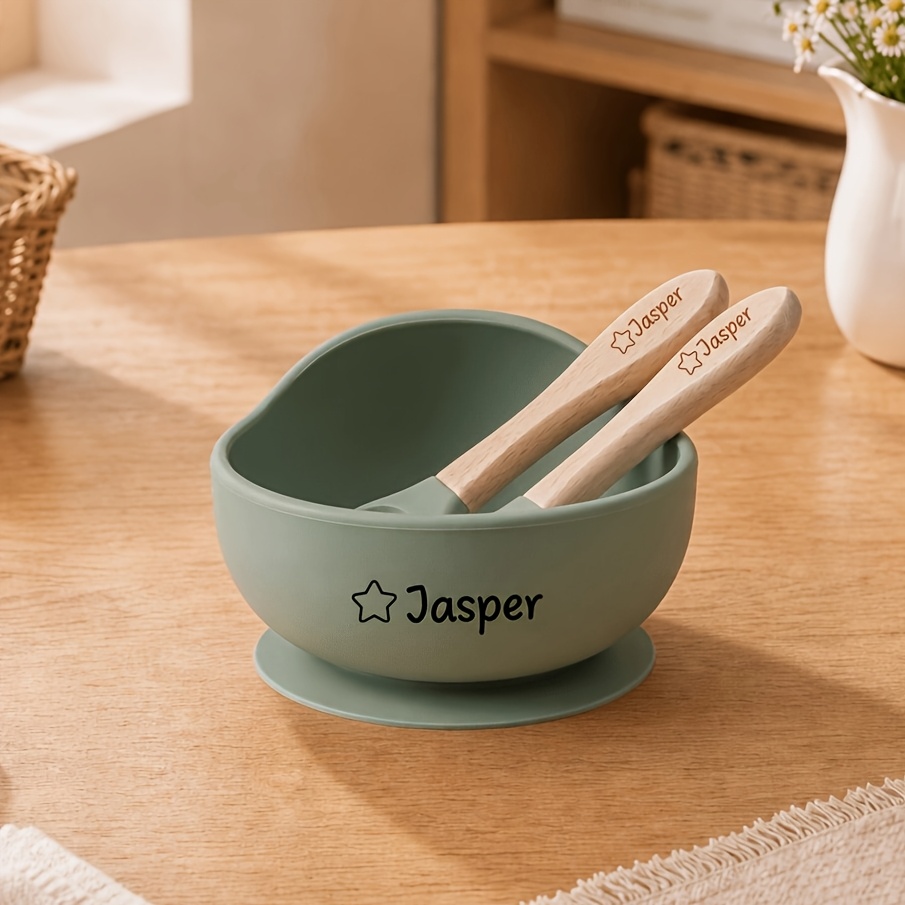 TEMU Set de repas personnalisé pour enfants avec nom, bol, cuillère et personnalisés pour enfants, vaisselle pour enfants pour voyage, restaurant,