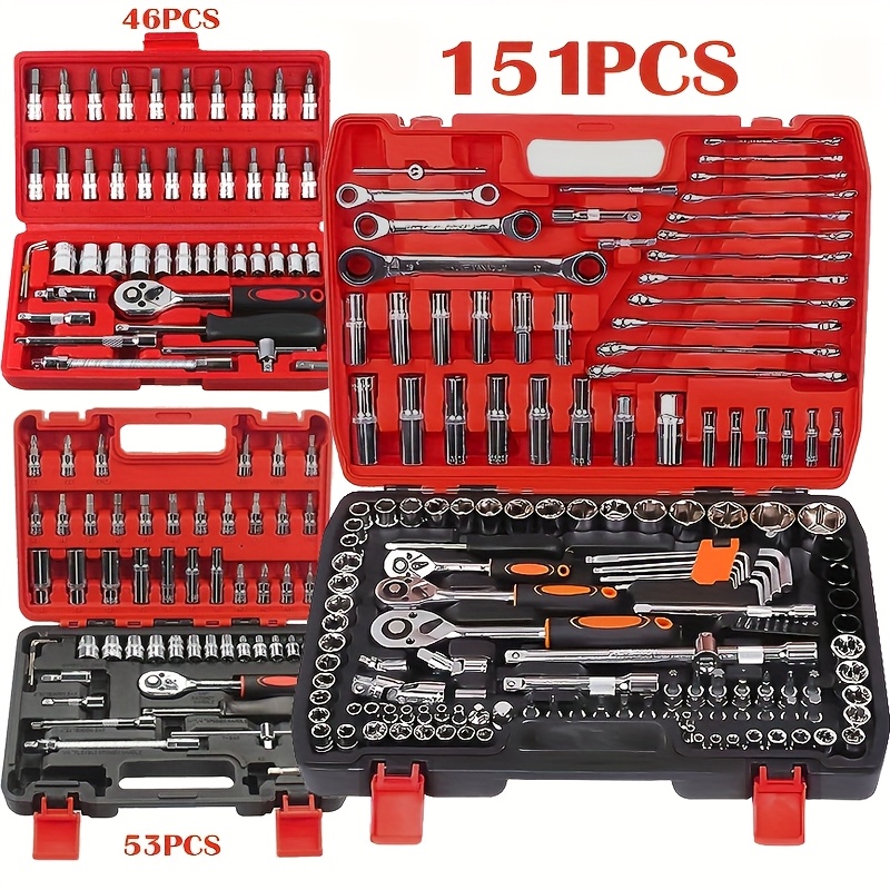 complete outdoor emergency car repair toolbox set integrated solution for auto bike motorcycle maintenance and multifunctional manual tool combination wrench set with steel material uncharged   without battery for man cav