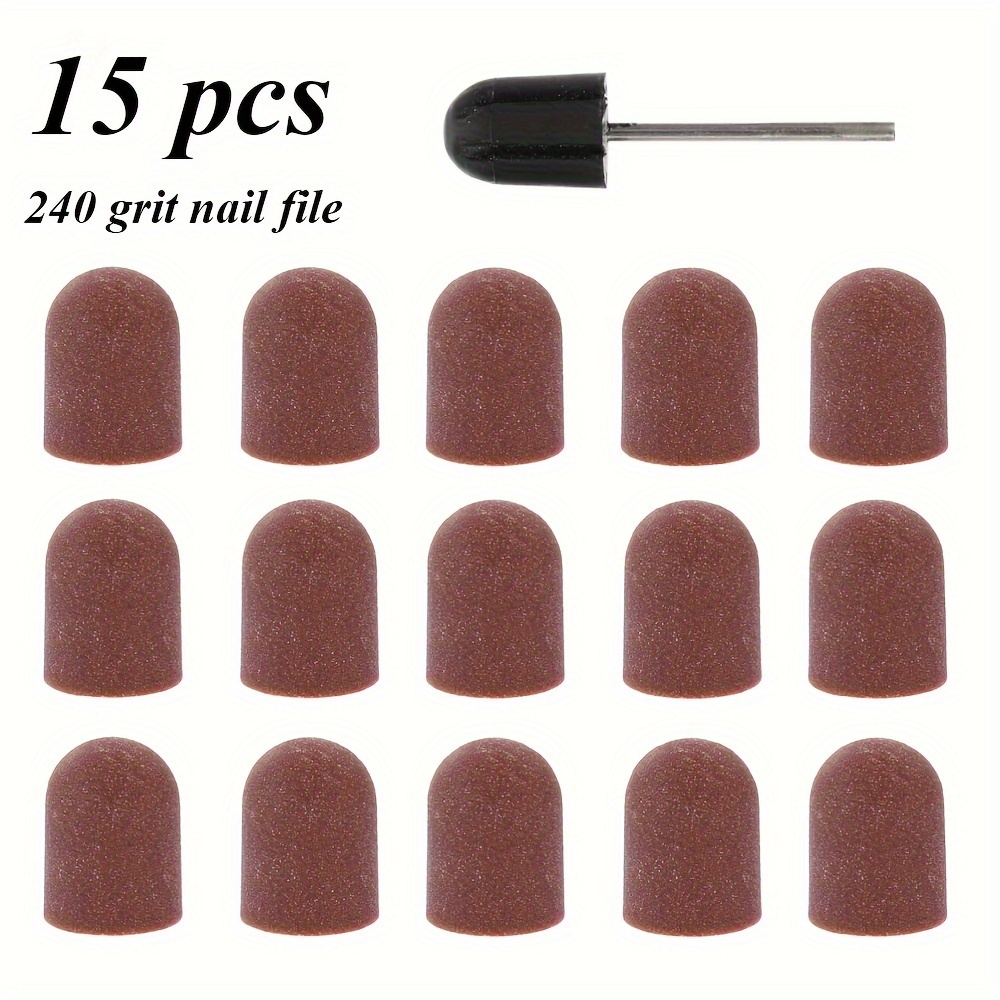 Nail Sanding Bands, 15pcs 240# Grit Nail Sanding With 1pc Sanding Shaft, Sanding Bands For Nail Drill, Nail Drill Bits