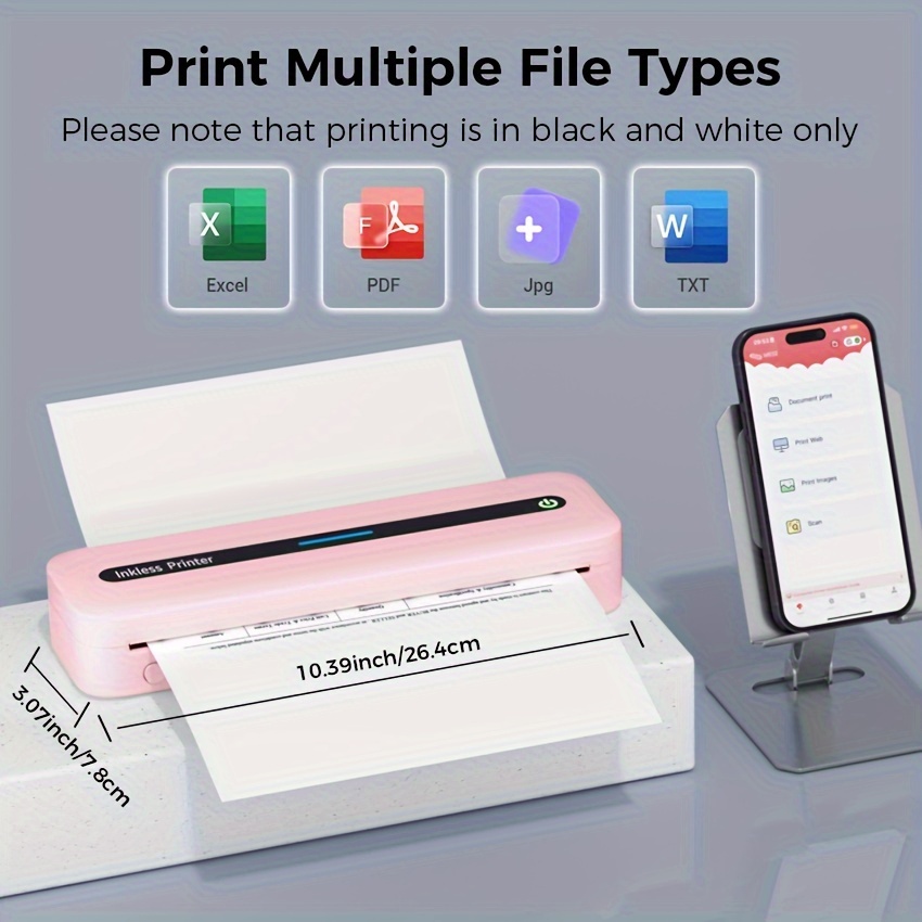 M832 portable multifunctional printer 8 5x11 inches no ink needed