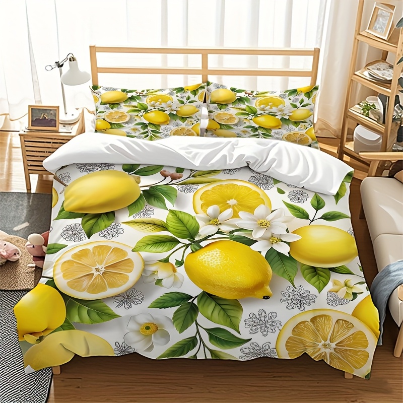 TEMU 3pcs Duvet Cover Set Botanical Pattern Fresh And Elegant Style Includes 1 Duvet Cover And 2 Pillowcases (pillow Inserts Not Included) Zipper