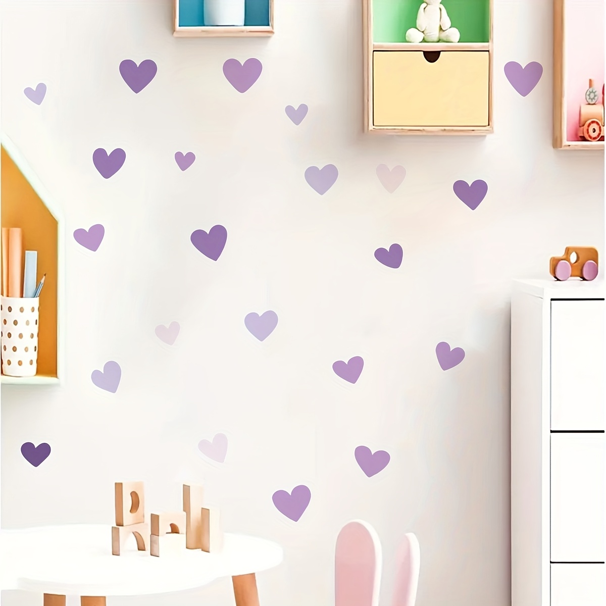 Purple Heart Wall Sticker, Bedroom Wall Decoration For ' Room, Enhancing Romantic And Cozy Atmosphere