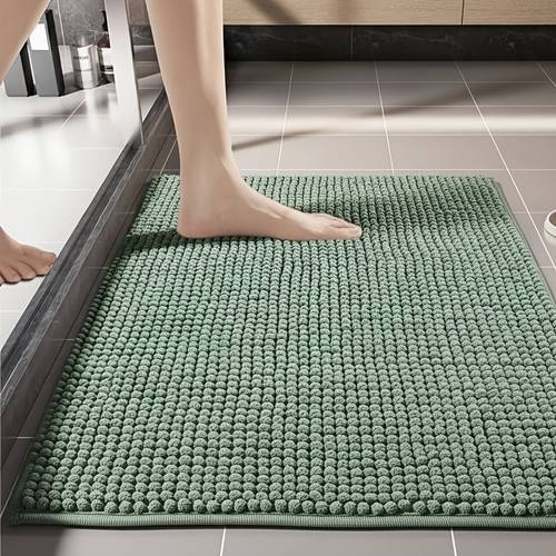 1pc chenille high density short pile bathroom mat one bathroom mat door mat one soft and non slip household rug thick pile feet dry after showering non slip backing to prevent slipping and leakage and does not shed