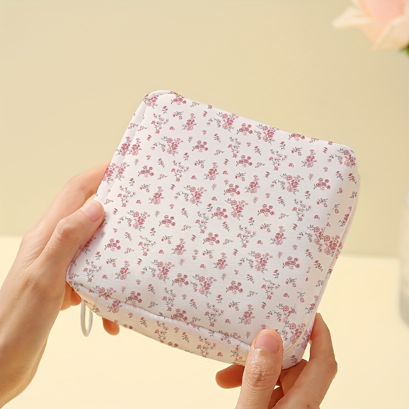 Portable And Large Capacity Sanitary Napkin Storage Bag With Floral Patterns, Candy And Miscellaneous Storage Bag, Lightweight Multifunctional Bag