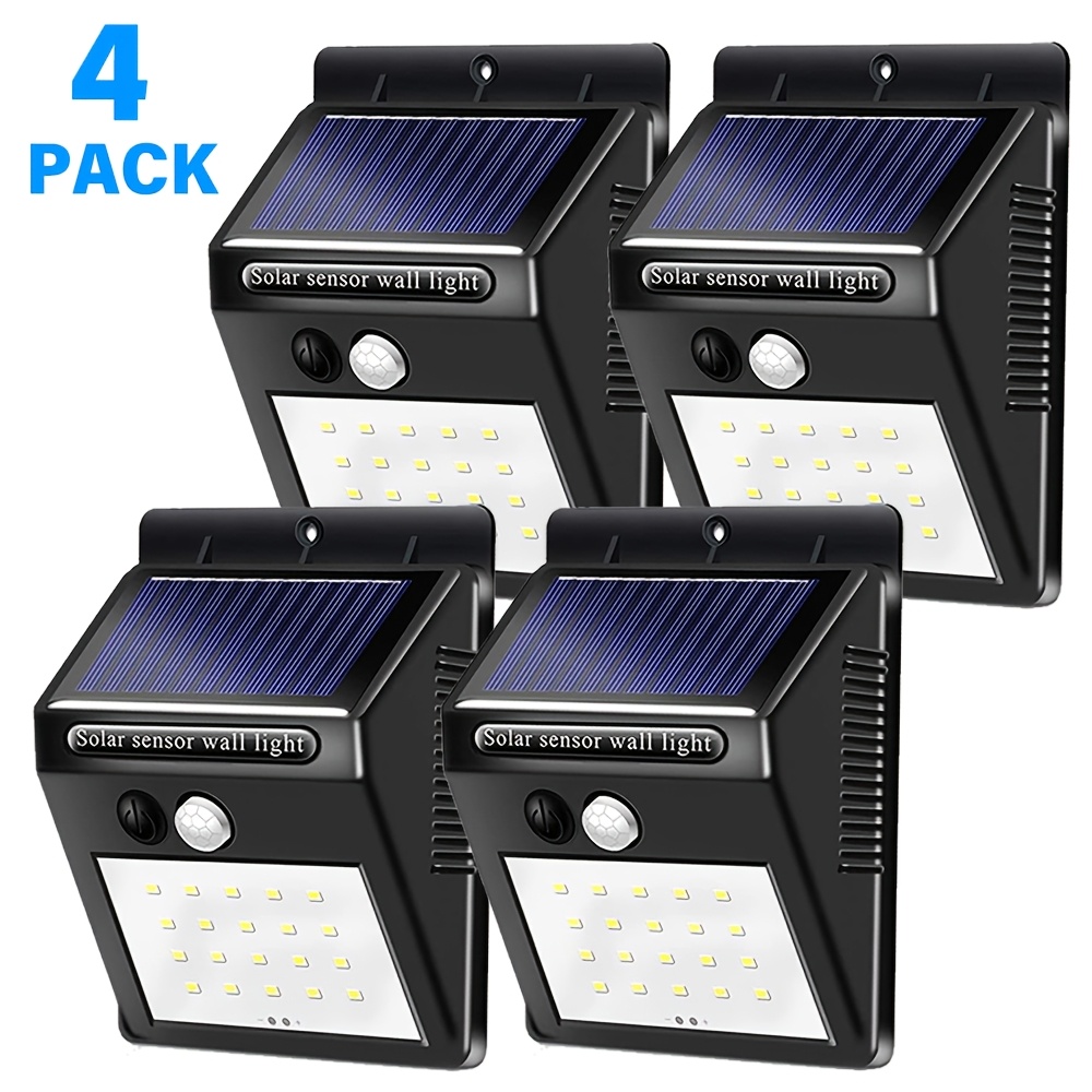TEMU 4pcs Solar Motion Sensor Outdoor Lights, Led Solar Outdoor Lights, 3 Lighting , Security Wall Lights Perfect For Outdoor Dog Walking, Fences,