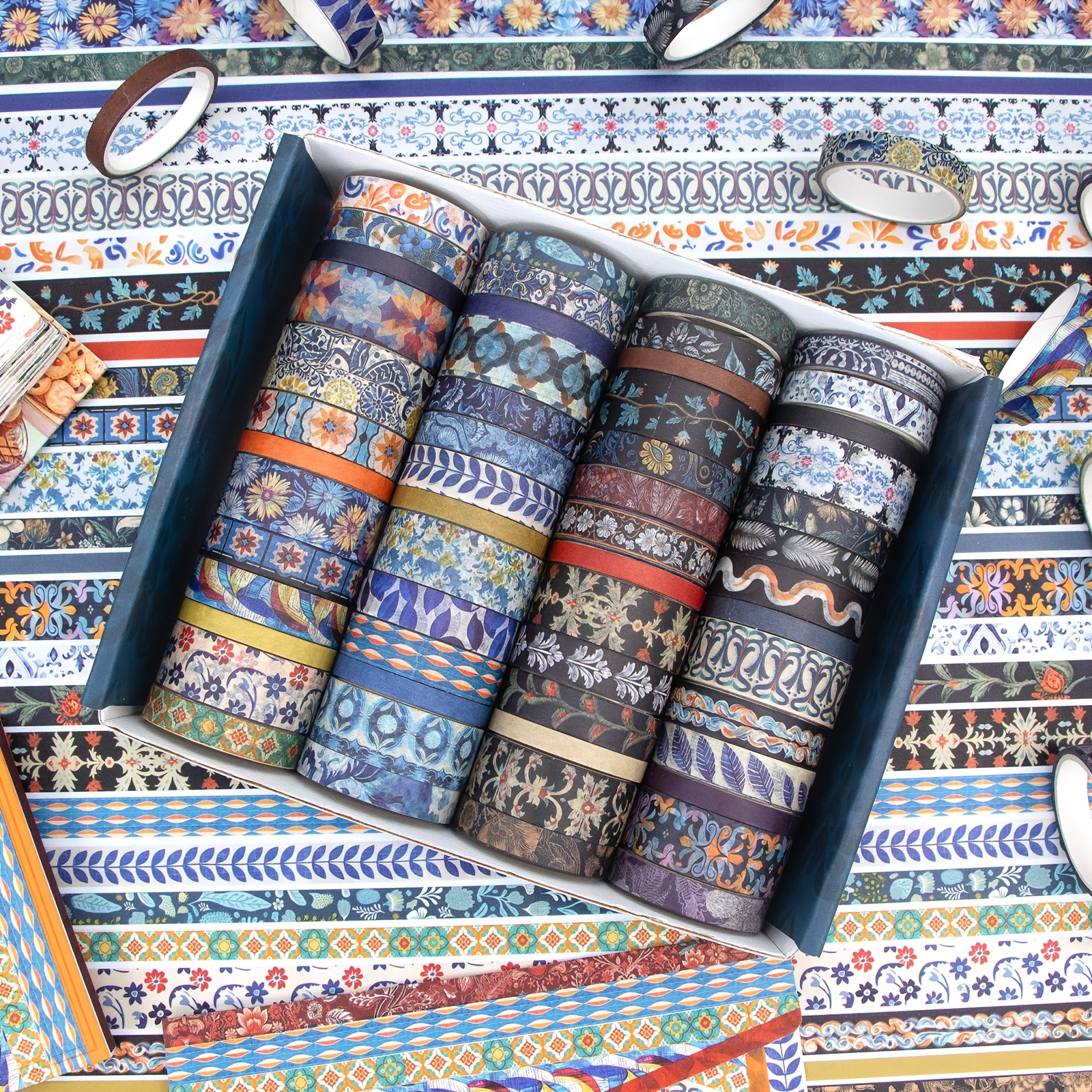 56 Rolls Vintage Floral Washi Tape Set