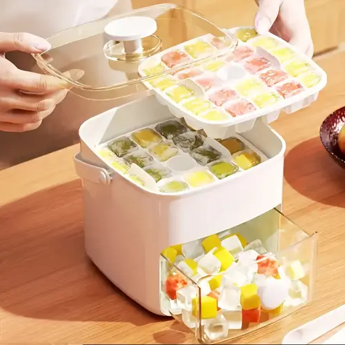 refrigerator accessories ice maker ice box set 48 compartment portable pressing ice storage box cube mold with lid large capacity storage box suitable for refrigerator