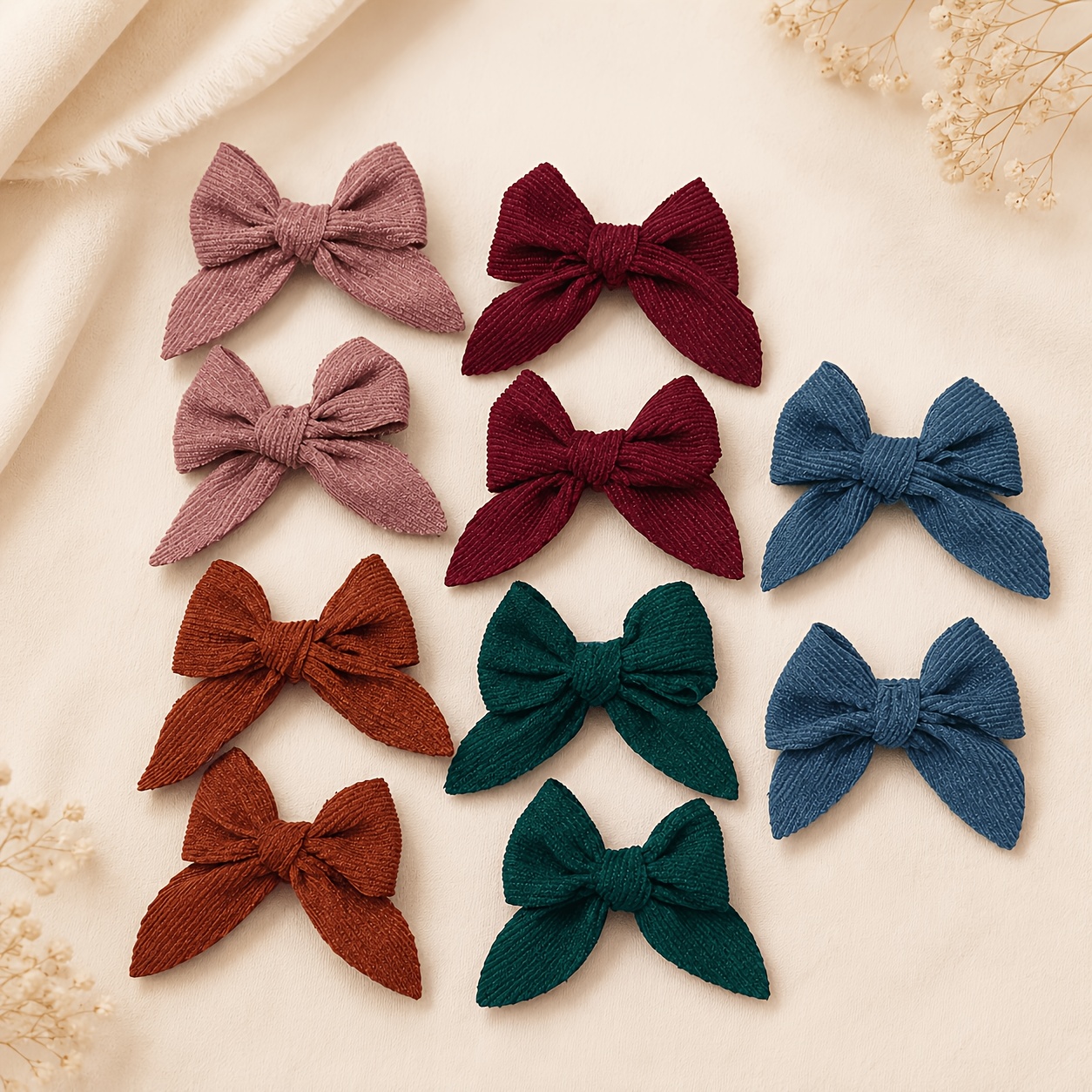TEMU 10 pinzas para el cabello de con para otoño e invierno, color liso, tela de , horquillas cortas, accesorio para el cabello de tono vintage para