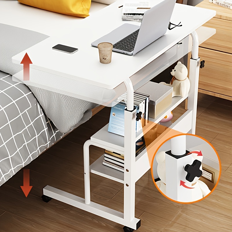1pc bedroom bedside table movable simple bedside table student lifting table dormitory lazy table simple computer table with pulley suitable for bedrooms offices living rooms and homes details 1