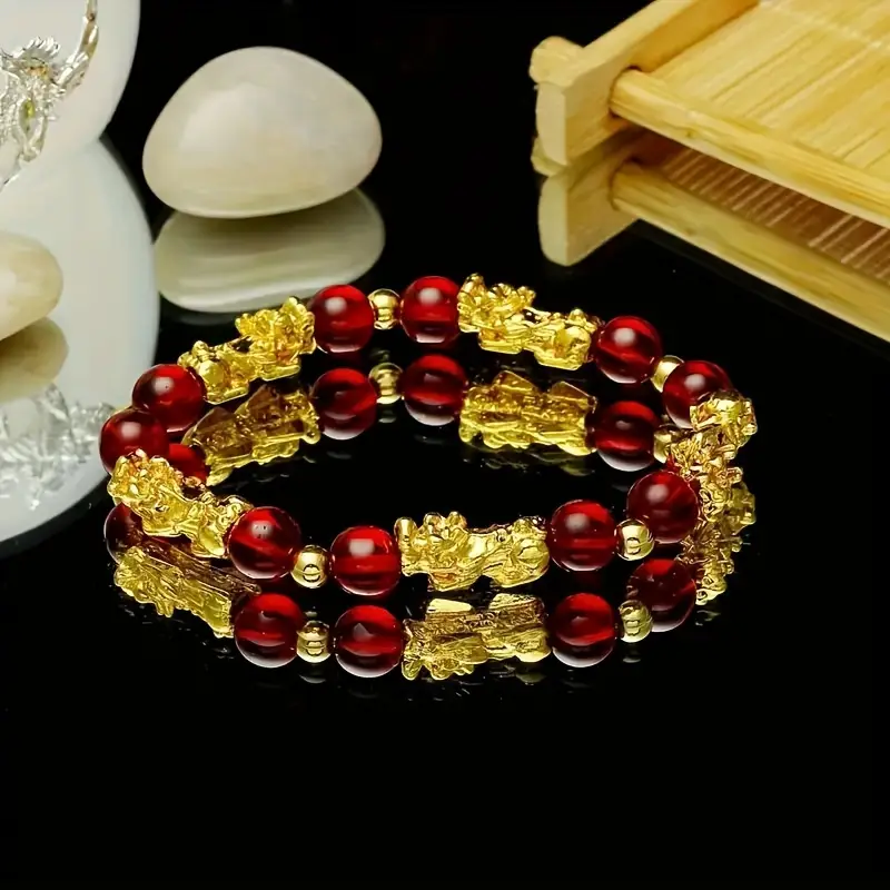 fashionable pixiu charm bracelet with stone beads unisex bringing jewelry 1pc no handcrafted accessory for details 1