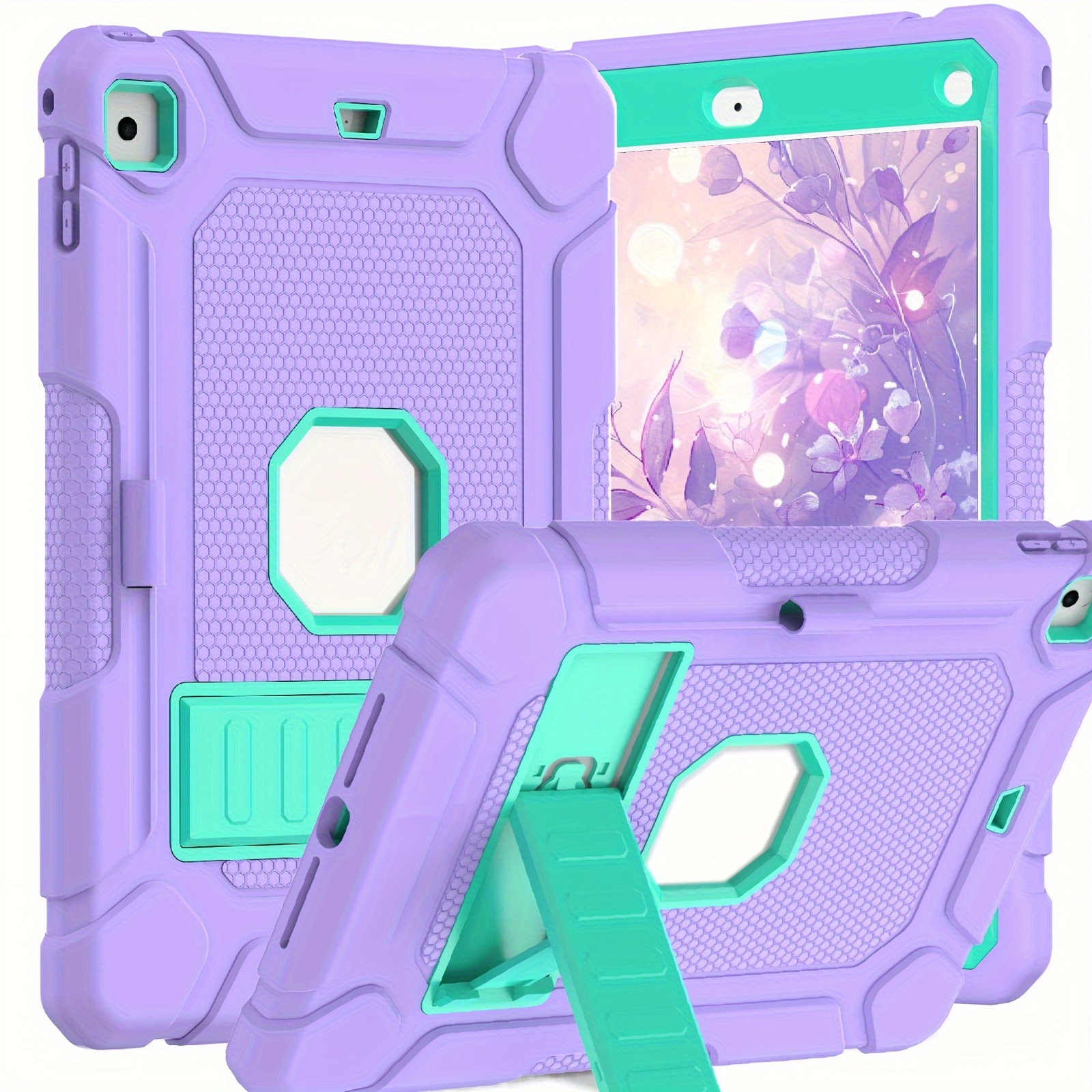 

Purple Shockproof For Ipad Case With Built-in Stand & Pencil Holder For 6th/5th Gen (9.7") And Air 2 - Heavy Duty Protection, Anti-scratch, Non-slip Grip