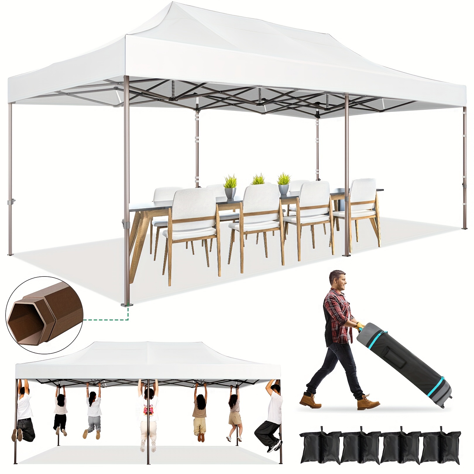 10x20 up canopy tents for parties heavy duty commercial instant event party tent easy up gazebo with roller bag sand bags sports outdoors temu Temu