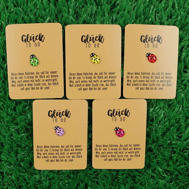 5pcs Ladybug Luck Charms - Luck Cards With Ladybugs, Portable Pocket Size For, Exams, Interviews, Souvenir Gifts Suitable For S &