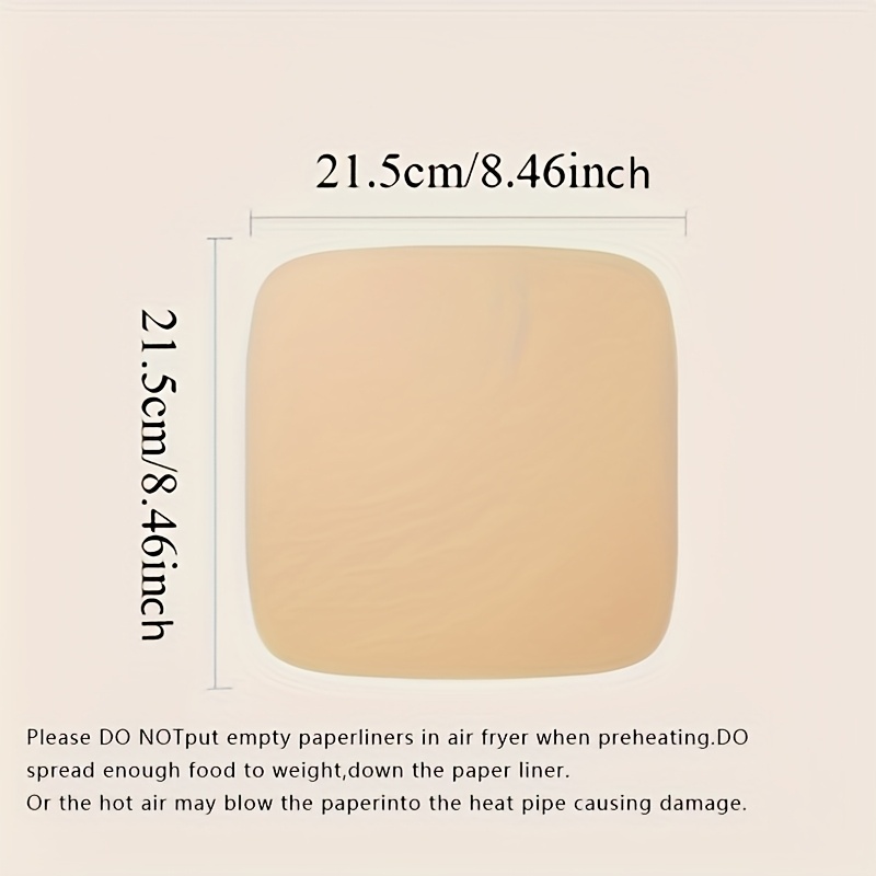 50pcs Square Air Fryer Parchment Paper Liners, Oil-Proof, Water-Resistant, Non-Stick, Easy Cleanup, Microwave & Oven Safe, Ideal for Baking, Roasting, with Commercial Kitchen Supplies, Cooking Liner | Nonstick Liner | Waterresistant Material, Air Fryer Liners