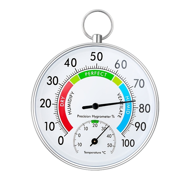TEMU Diamètre 100 mm - Thermomètre Humide, Thermohygromètre d'Intérieur pour Maison, Thermomètre Hygromètre de Haute pour Théâtres, , Hôpitaux,