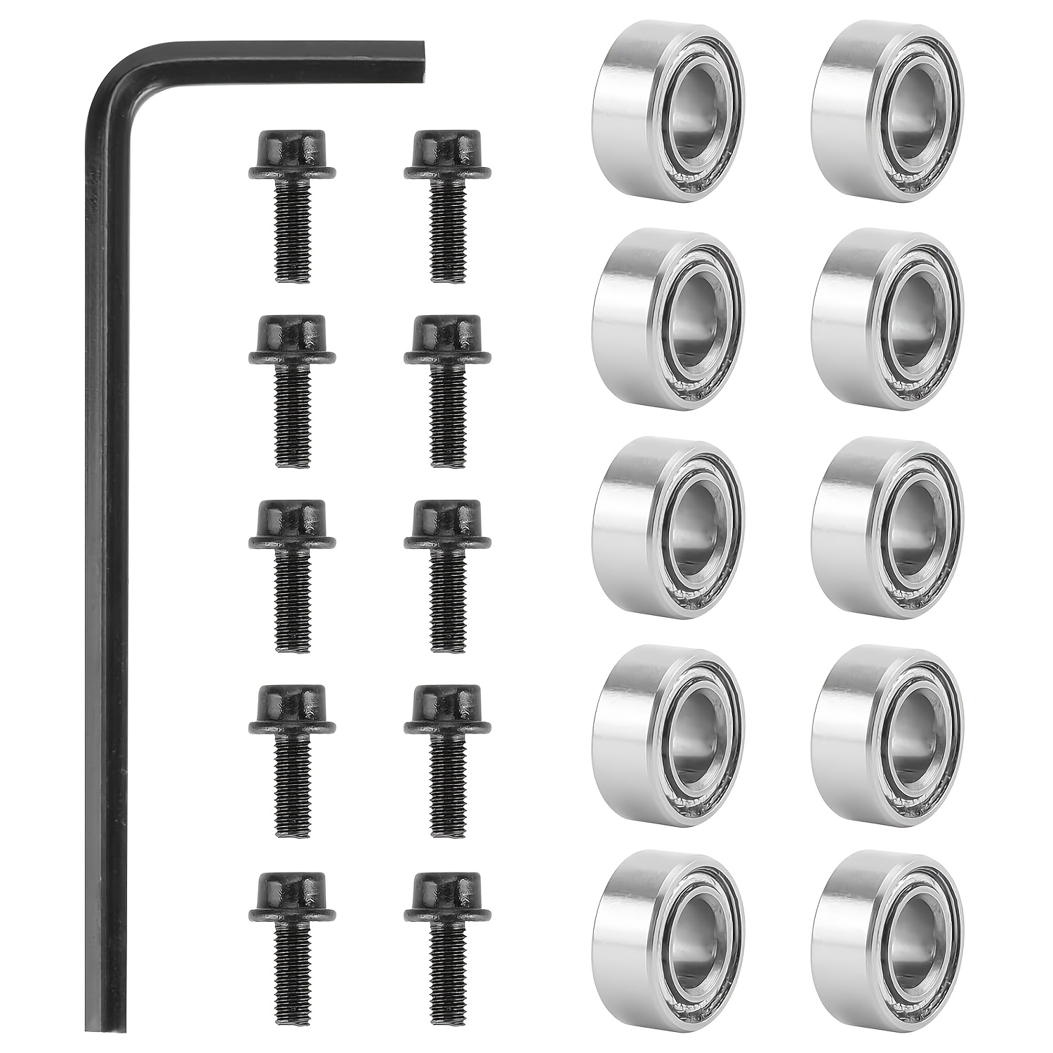 

10pcs High Carbon Steel Router Bit Bearings - Top Mounted, 3/16" Inner Diameter & 1/2" Outer Diameter For Flush Trim Bits, Includes Screws & Wrench