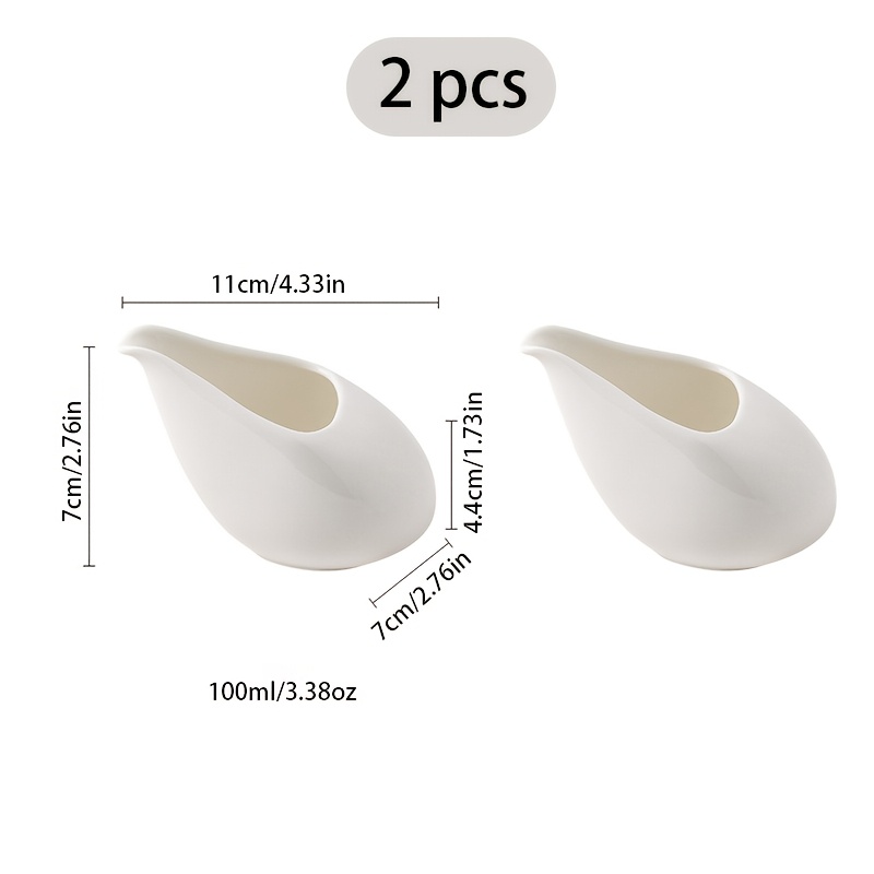 TEMU 2/4/6pcs Off-white Sauce Boats, Ceramic Material, Coffee, Syrup, Milk, Steak Sauce Dispenser, 100ml/3.38oz, Suitable For Home, Hotel, Restaurant