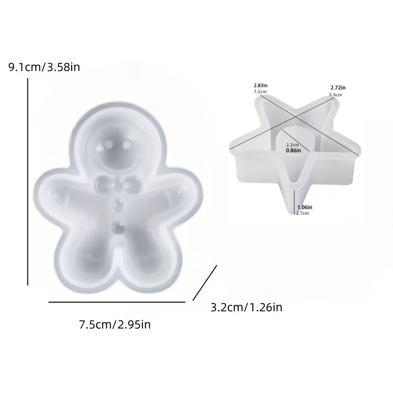 TEMU Star-shaped Candle Holder And Gingerbread Man Candle Mold (silicone Mold For Clay/casting); Molds For Gingerbread Man And Star-themed Candle