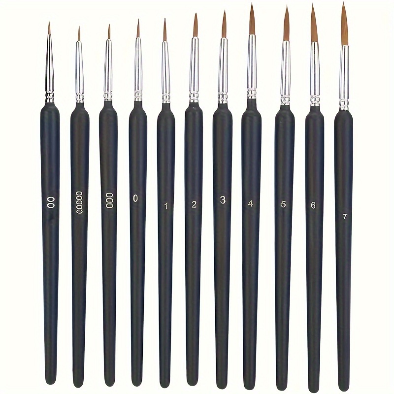 

11pcs Micro Detail Brush Set, Nylon Hair Artist Acrylic Brushes In Different Sizes For Watercolor, Oil Painting, Face, Acrylic, Nails And Models