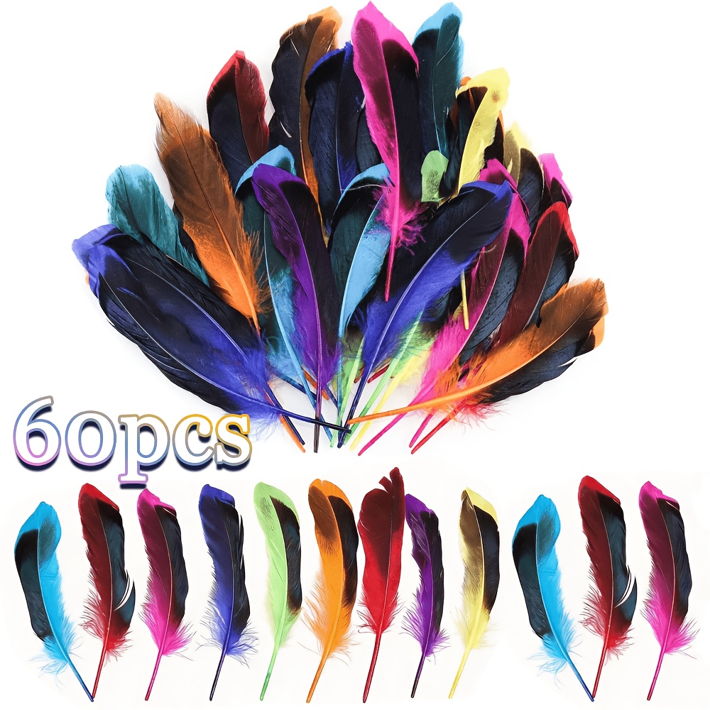 TEMU 60pcs Mixed Color Artificial Decorative Feathers, 10-15cm Feather Picks For Diy Crafts, Costume Accessories, Floral Arrangements, Wedding And