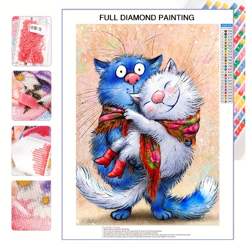 

5d Diy Artificial Diamond Painting For Adults And Beginners Frameless Cartoon Cat Diamond Painting For Living Room Bedroom Decoration 30*40cm