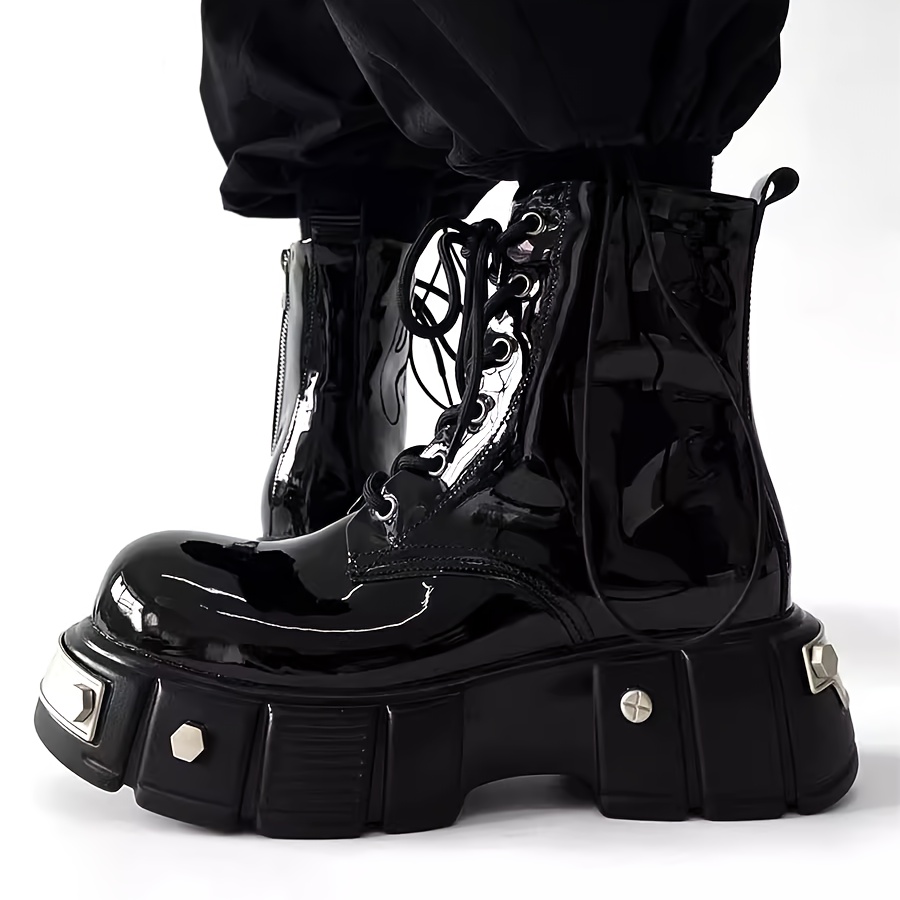 men's trendy cyber punk style high top chunky boots with
