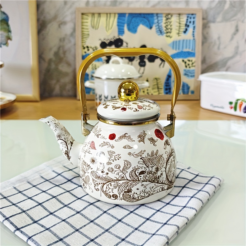 Old Enamel Whistling Kettle Vintage Enamel Tea Pot