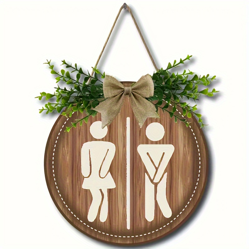 

Rustic Farmhouse Round Plate Sign - Home Toilet And Bathroom Decor With Charming Leaves - Perfect For The Holidays And Everyday Use