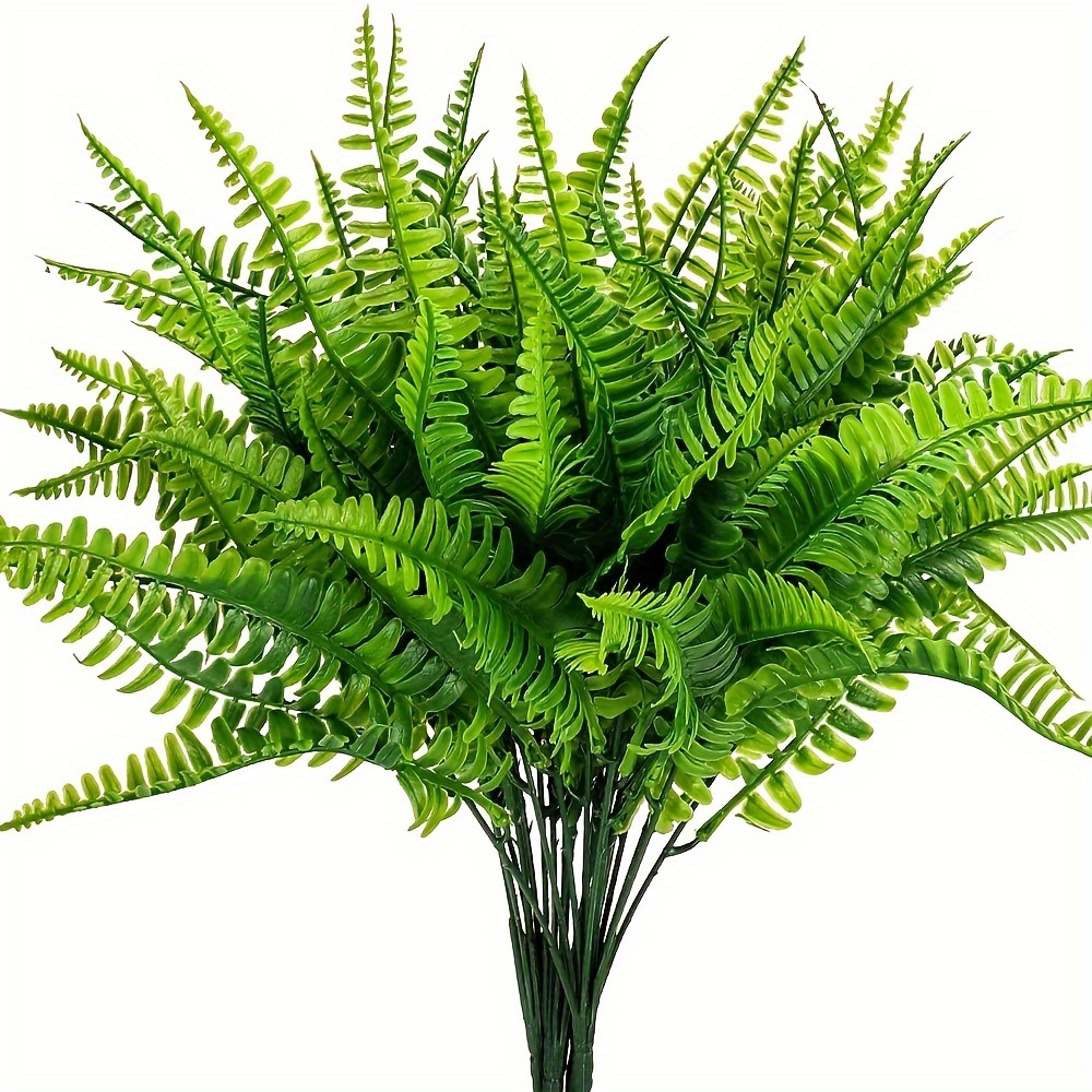 

4pack Artificial Boston Fern Plants Bushes, Artificial Shrubs Greenery For House Decor, Plastic Outdoor Uv Garden Resistant Office Garden Indoor Decor