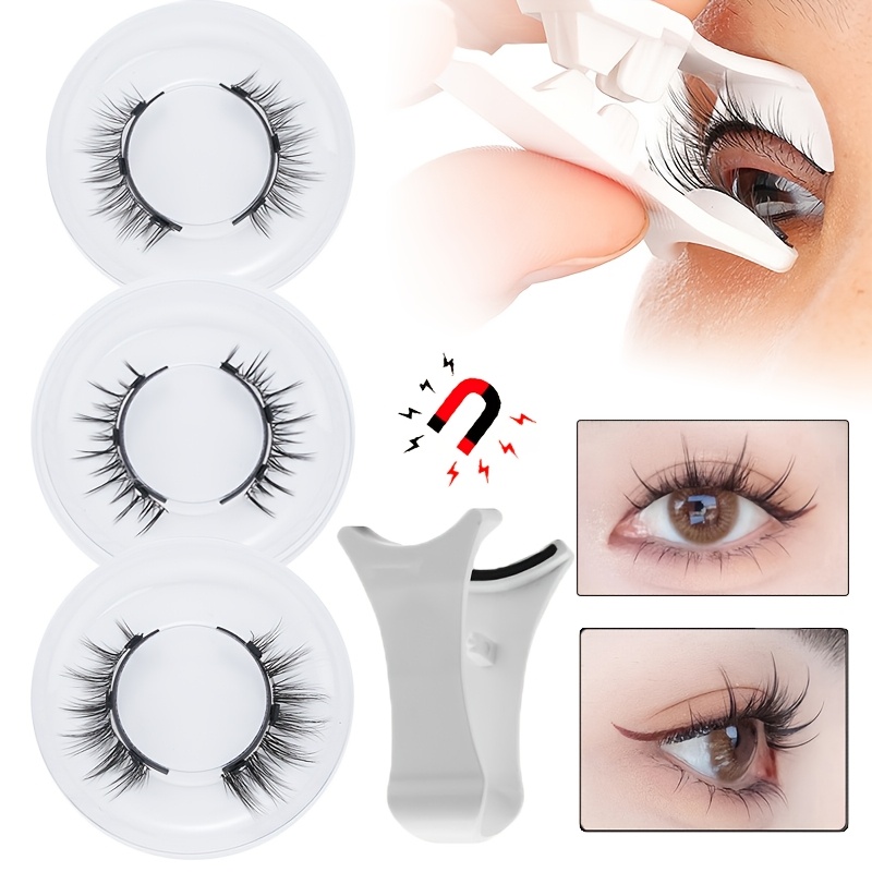 

1 Pair Magnetic False Eyelashes Set - , Reusable, Needed, C , 0.07mm Thickness, Assorted Lengths 6-15mm, Natural, Cat Eye, Anime, Cosplay Styles