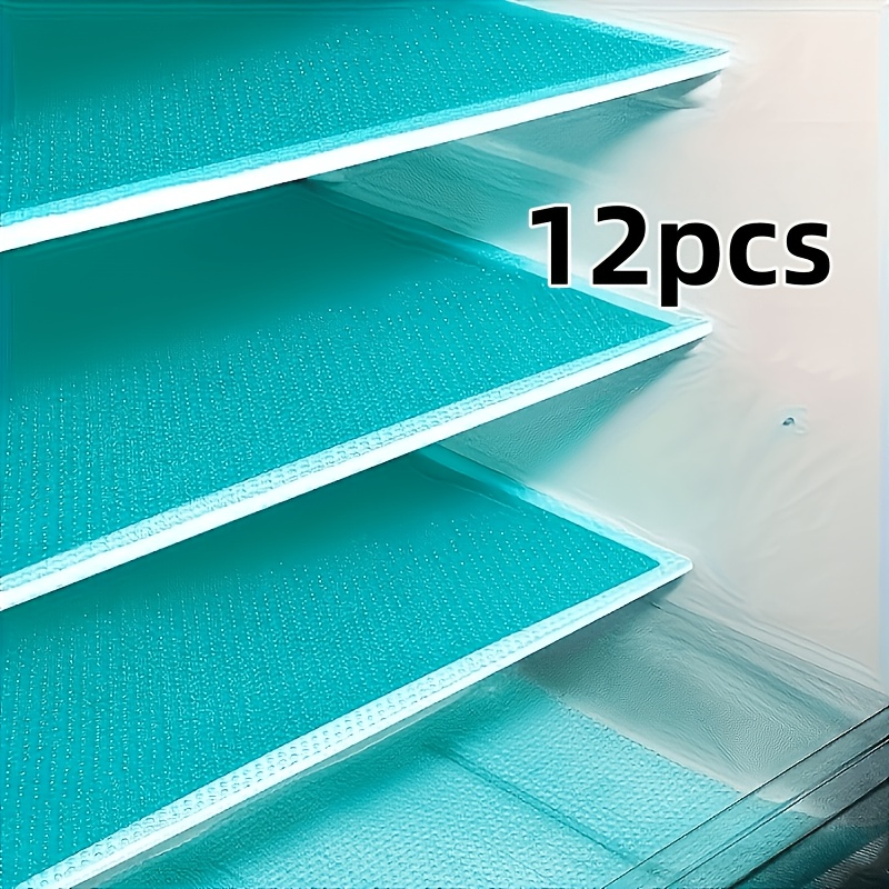 TEMU 12-pack High-quality Refrigerator Mats And Liners - Teal, Easy To Clean, Washable, Durable Eva Material, Suitable For Freezers, Shelves,