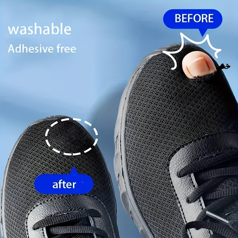 A set of 6/12 self-adhesive shoe patches to repair damage to the sides of shoes, repair holes in the lining, and wear patches to the heel of sports shoes, which are strong and scratch-resistant to repair tears and wear.
