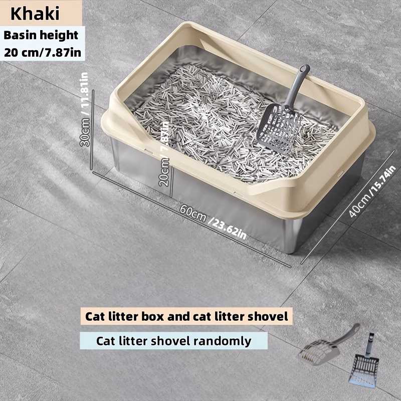 extra large stainless steel cat litter box with random scoop heavy duty easy to clean multiple sizes for indoor outdoor use durable rectangular litter pan for all sleek pet accessory household Product details 1