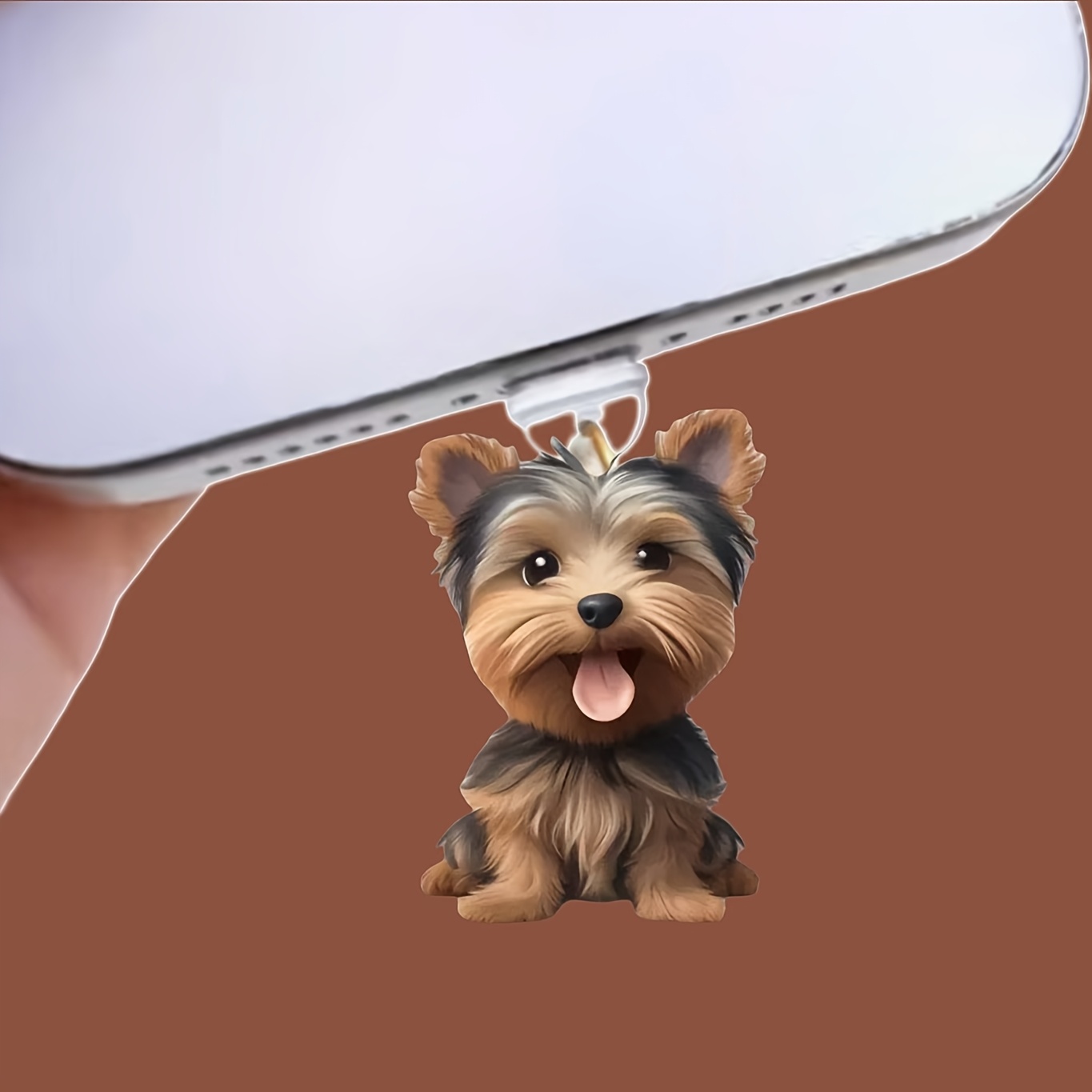 

1pc Bouchon Anti-Poussière en Acrylique Yorkshire Terrier pour Téléphone Portable, pour iPhone/Type-C pour Connecteur Android, Accessoires d'Entretien et de Maintenance pour Téléphone Portable