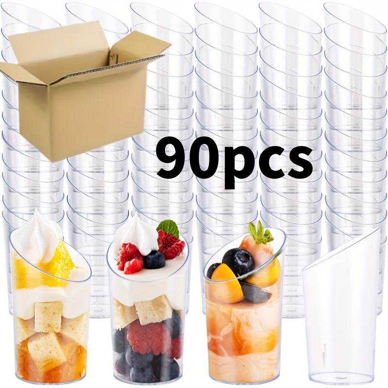 90pcs, Mini Dessert Cups, Ice Cream Cups - Oval Cups, Suitable For Chocolate, Mousse, Pudding - Perfect For Parties , Dessert Cups