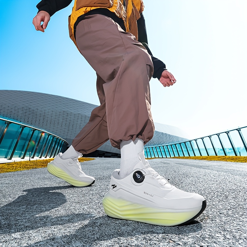 Spring New Men'S Thick-Soled Casual Shoes with Breathable Fabric, Featuring a Rotating Buckle, Versatile And Trendy for Outdoor Sports