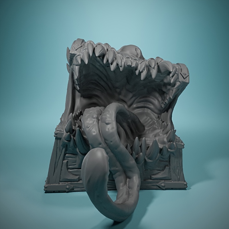 

3d Printed Chest Mimic Miniature - Ideal For Rpgs & Tabletop Games, Abs Resin, Easy-to-paint Detail, Room Decor